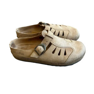 Haflinger Backless Slip-On Shoes Mules Clogs Comfort Nubuck Leather Size 37